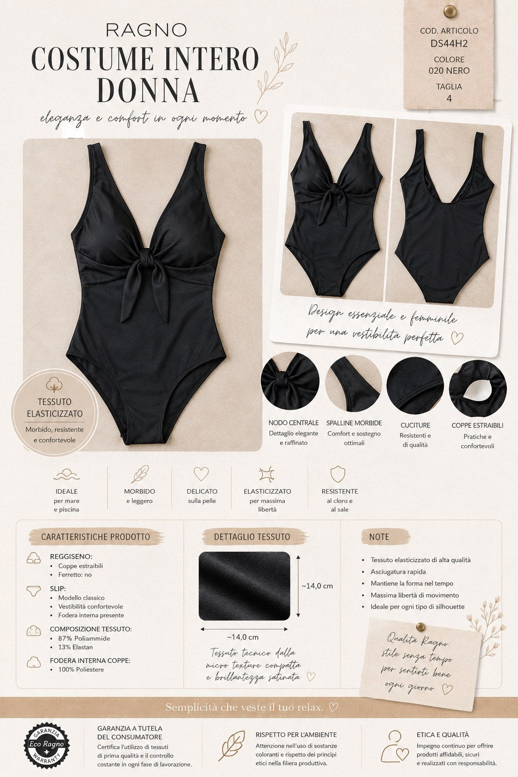 RAGNO - Costume intero nero