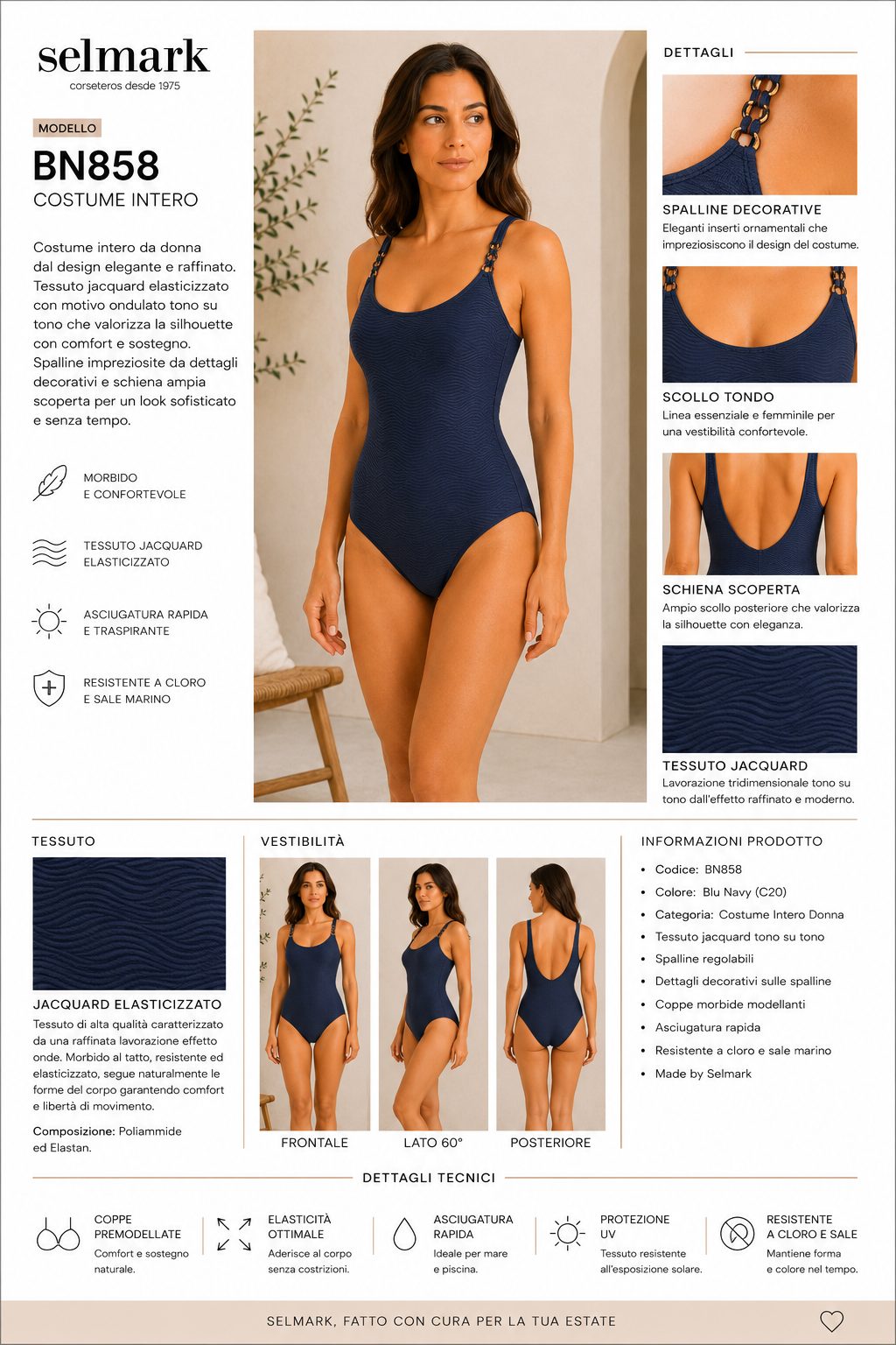 SELMARK - Costume intero blu navy