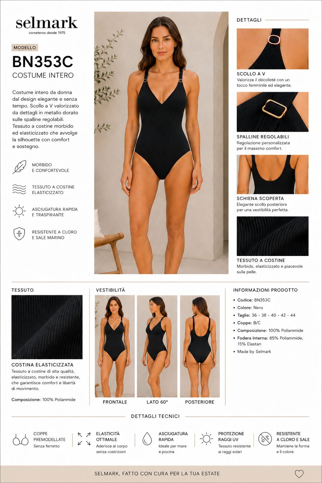 SELMARK - Costume intero nero