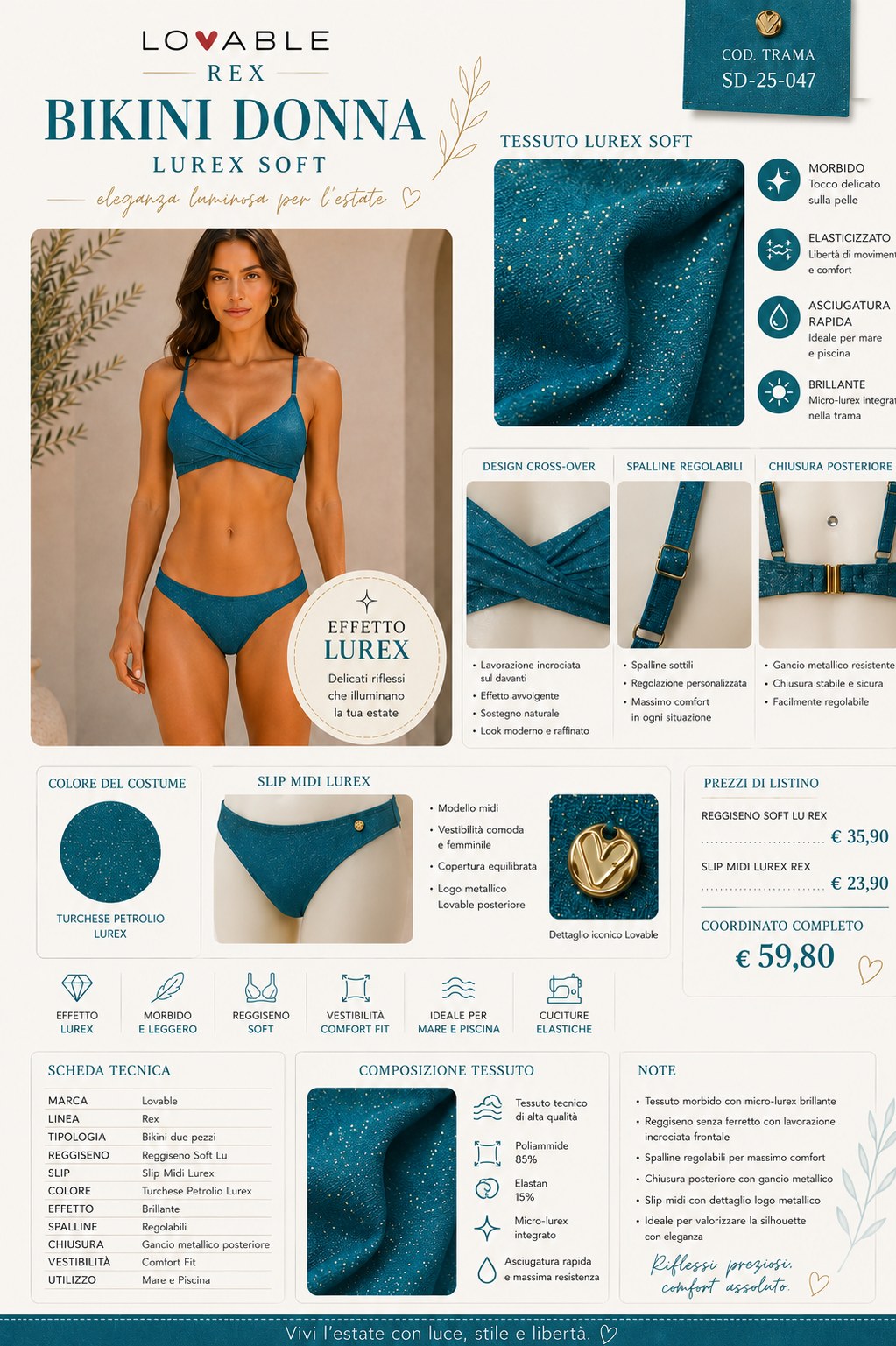 LOVABLE - Costume Bikini turchese
